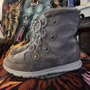 Sorel Taupe Fur-Lined Ankle Boots